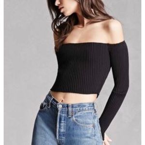 F21 Long Sleeve Crop Top with Bell Sleeves